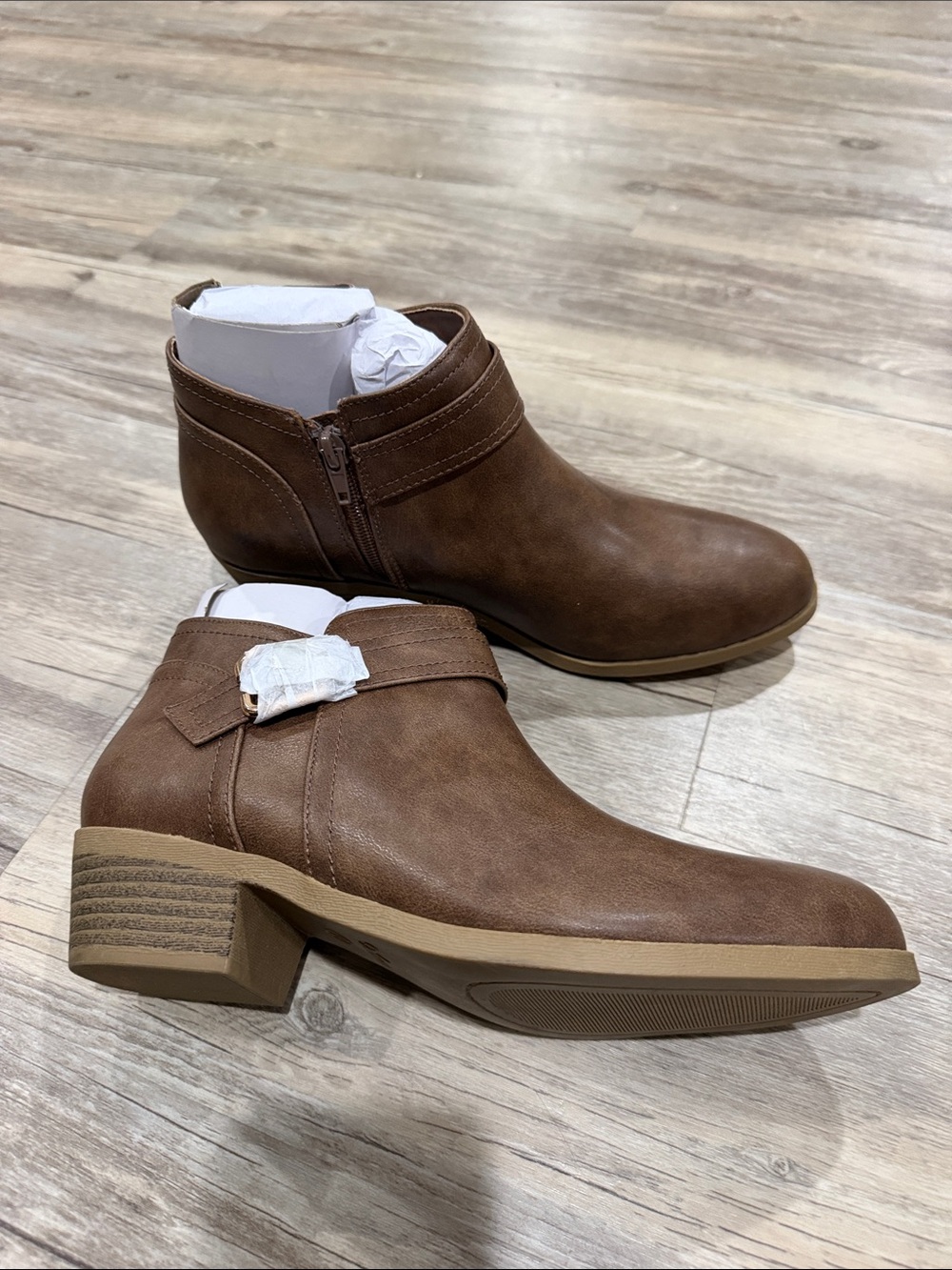 Women’s Brown Low Block Heel Ankle Booties